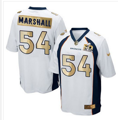Nike Broncos #54 Brandon Marshall White Men's Stitched NFL Game Super Bowl 50 Collection Jersey