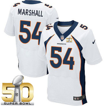 Nike Broncos #54 Brandon Marshall White Super Bowl 50 Men's Stitched NFL New Elite Jersey