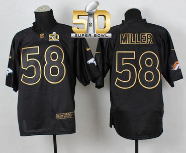 Nike Broncos #58 Von Miller Black Gold No. Fashion Super Bowl 50 Men's Stitched NFL Elite Jersey