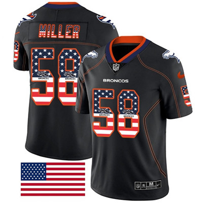Nike Broncos #58 Von Miller Black Men's Stitched NFL Limited Rush USA Flag Jersey Nike Broncos #58 Von Miller Black Men's Stitched NFL Limited Rush USA Flag Jersey