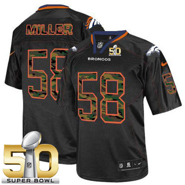 Nike Broncos #58 Von Miller Black Super Bowl 50 Men's Stitched NFL Elite Camo Fashion Jersey