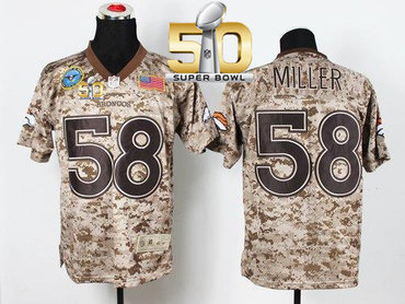 Nike Broncos #58 Von Miller Camo Super Bowl 50 Men's Stitched NFL New Elite USMC Jersey
