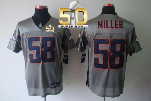 Nike Broncos #58 Von Miller Grey Shadow Super Bowl 50 Men's Stitched NFL Elite Jersey