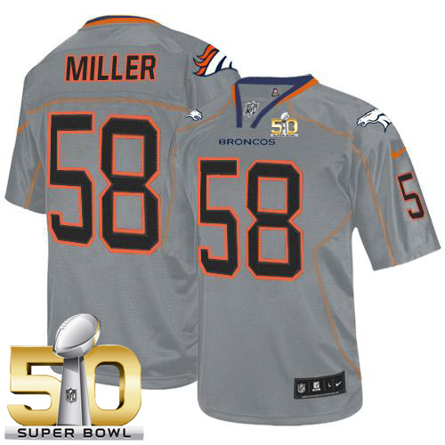 Nike Broncos #58 Von Miller Lights Out Grey Super Bowl 50 Men's Stitched NFL Elite Jersey