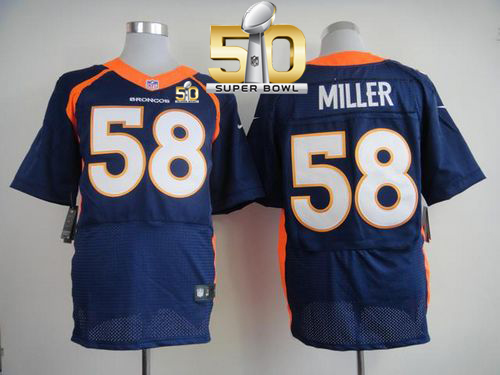 Nike Broncos #58 Von Miller Navy Blue Alternate Super Bowl 50 Men's Stitched NFL New Elite Jersey