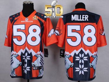 Nike Broncos #58 Von Miller Orange Super Bowl 50 Men's Stitched NFL Elite Noble Fashion Jersey