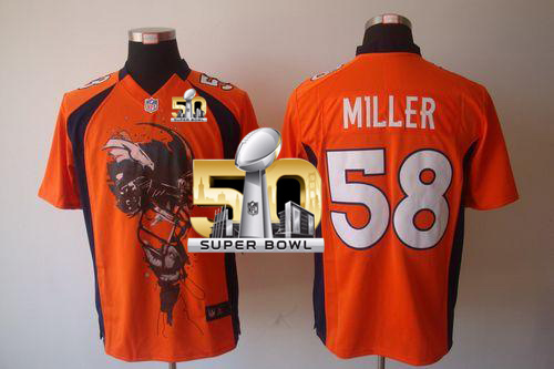 Nike Broncos #58 Von Miller Orange Team Color Super Bowl 50 Men's Stitched NFL Helmet Tri-Blend Limited Jersey Nike Broncos #58 Von Miller Orange Team Color Super Bowl 50 Men's Stitched NFL Helmet Tri-Blend Limited Jersey
