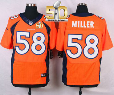 Nike Broncos #58 Von Miller Orange Team Color Super Bowl 50 Men's Stitched NFL New Elite Jersey