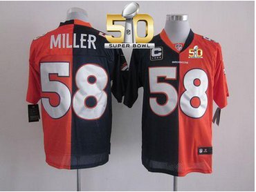 Nike Broncos #58 Von Miller OrangeNavy Blue Super Bowl 50 Men's Stitched NFL Elite Split Jersey