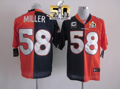 Nike Broncos #58 Von Miller OrangeNavy Blue Super Bowl 50 Men's Stitched NFL Elite Split Jersey