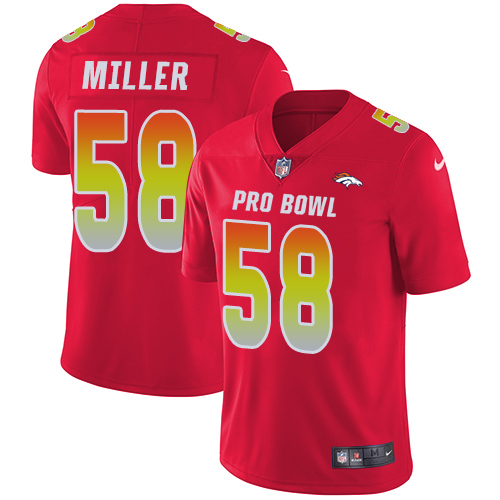 Nike Broncos #58 Von Miller Red Women's Stitched NFL Limited AFC 2018 Pro Bowl Jersey