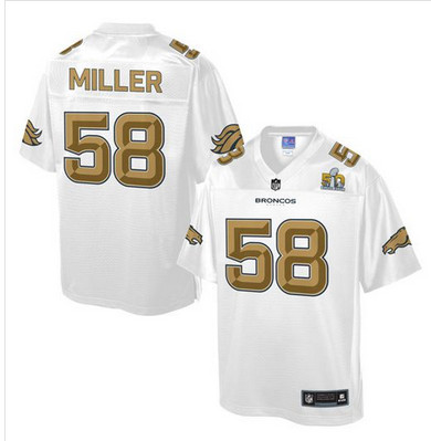 Nike Broncos #58 Von Miller White Men's NFL Pro Line Super Bowl 50 Fashion Game Jersey
