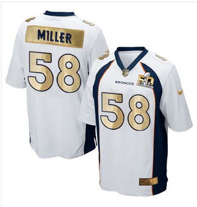 Nike Broncos #58 Von Miller White Men's Stitched NFL Game Super Bowl 50 Collection Jersey Nike Broncos #58 Von Miller White Men's Stitched NFL Game Super Bowl 50 Collection Jersey