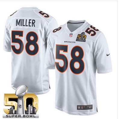 Nike Broncos #58 Von Miller White Super Bowl 50 Men's Stitched NFL Game Event Jersey