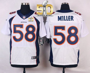 Nike Broncos #58 Von Miller White Super Bowl 50 Men's Stitched NFL New Elite Jersey