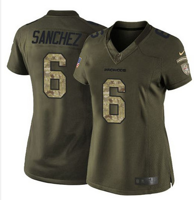 Nike Broncos #6 Mark Sanchez Green Women's Stitched NFL Limited Salute to Service Jersey