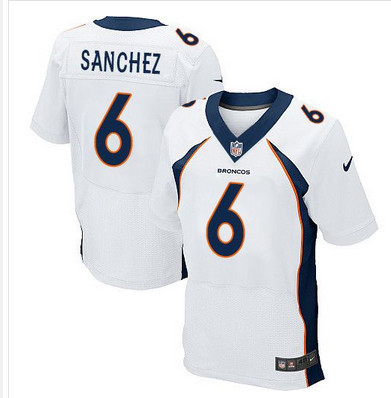 Nike Broncos #6 Mark Sanchez White Men's Stitched NFL New Elite Jersey