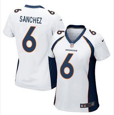 Nike Broncos #6 Mark Sanchez White Women's Stitched NFL New Elite Jersey