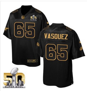 Nike Broncos #65 Louis Vasquez Black Super Bowl 50 Men's Stitched NFL Elite Pro Line Gold Collection Jersey