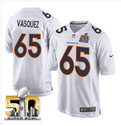 Nike Broncos #65 Louis Vasquez White Super Bowl 50 Men's Stitched NFL Game Event Jersey