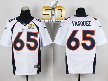 Nike Broncos #65 Louis Vasquez White Super Bowl 50 Men's Stitched NFL New Elite Jersey