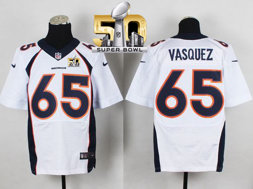 Nike Broncos #65 Louis Vasquez White Super Bowl 50 Men's Stitched NFL New Elite Jersey