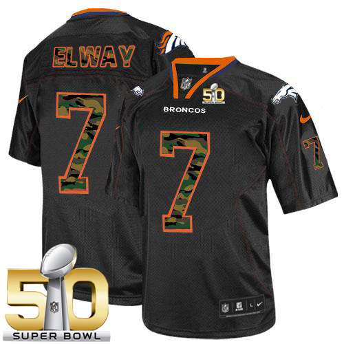 Nike Broncos #7 John Elway Black Super Bowl 50 Men's Stitched NFL Elite Camo Fashion Jersey