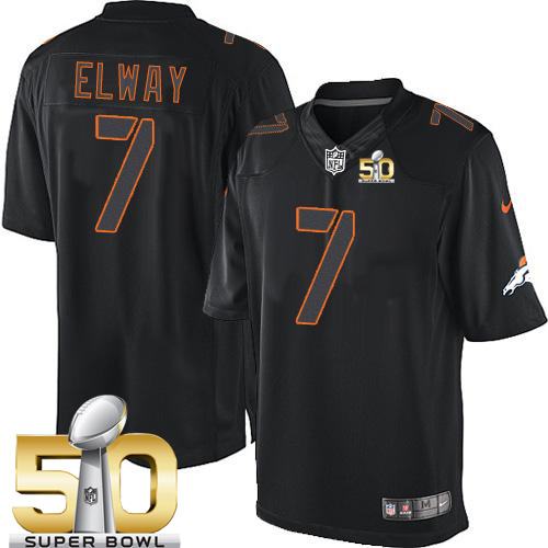 Nike Broncos #7 John Elway Black Super Bowl 50 Men's Stitched NFL Impact Limited Jersey