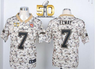 Nike Broncos #7 John Elway Camo USMC Super Bowl 50 Men's Stitched NFL Elite Jersey