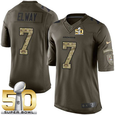Nike Broncos #7 John Elway Green Super Bowl 50 Men's Stitched NFL Limited Salute To Service Jersey
