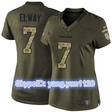 Nike Broncos #7 John Elway Green Women's Stitched NFL Limited Salute to Service Jersey