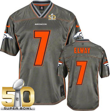 Nike Broncos #7 John Elway Grey Super Bowl 50 Men's Stitched NFL Elite Vapor Jersey