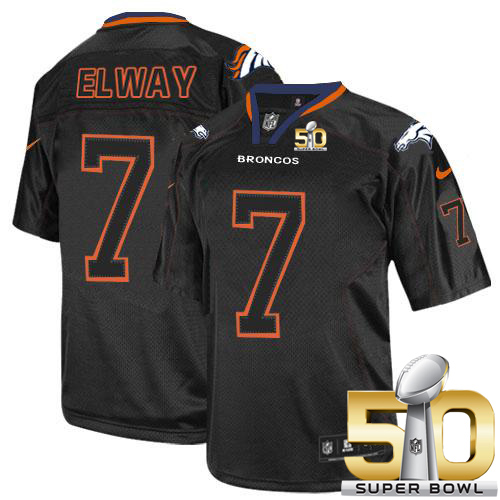 Nike Broncos #7 John Elway Lights Out Black Super Bowl 50 Men's Stitched NFL Elite Jersey