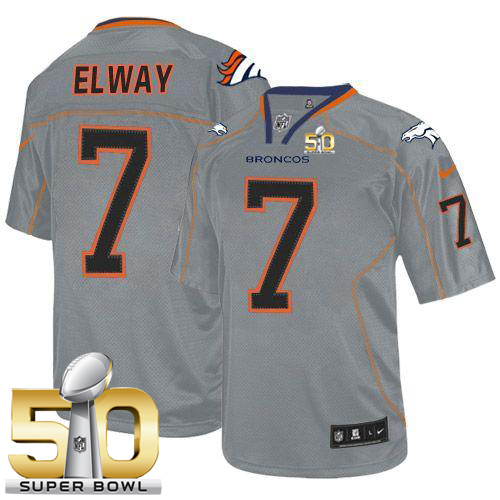 Nike Broncos #7 John Elway Lights Out Grey Super Bowl 50 Men's Stitched NFL Elite Jersey