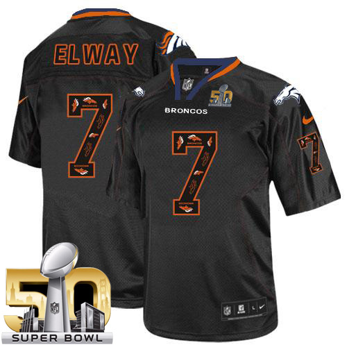 Nike Broncos #7 John Elway New Lights Out Black Super Bowl 50 Men's Stitched NFL Elite Jersey Nike Broncos #7 John Elway New Lights Out Black Super Bowl 50 Men's Stitched NFL Elite Jersey