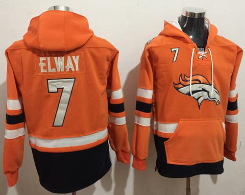 Nike Broncos #7 John Elway Orange Navy Blue Name & Number Pullover NFL Hoodie