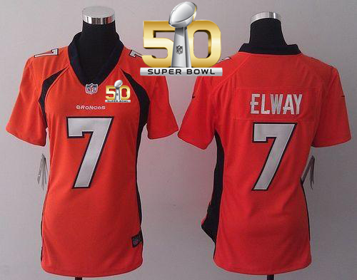 Nike Broncos #7 John Elway Orange Team Color Super Bowl 50 Women's Stitched NFL New Elite Jersey