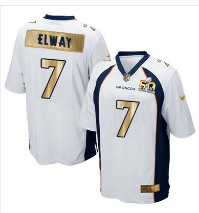 Nike Broncos #7 John Elway White Men's Stitched NFL Game Super Bowl 50 Collection Jersey