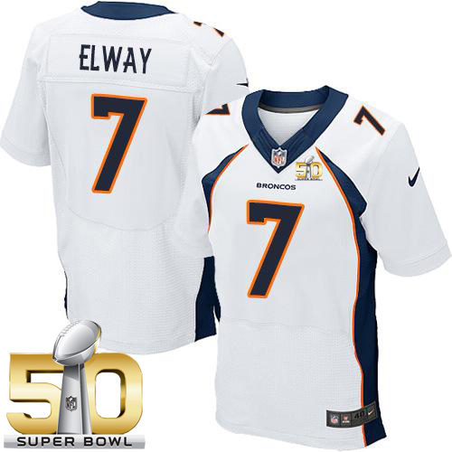 Nike Broncos #7 John Elway White Super Bowl 50 Men's Stitched NFL New Elite Jersey