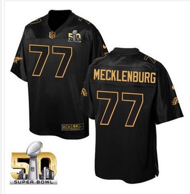 Nike Broncos #77 Karl Mecklenburg Black Super Bowl 50 Men's Stitched NFL Elite Pro Line Gold Collection Jersey