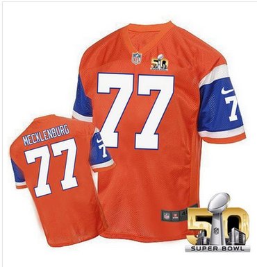 Nike Broncos #77 Karl Mecklenburg Orange Super Bowl 50 Men's Stitched NFL Elite Throwback Jersey