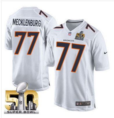 Nike Broncos #77 Karl Mecklenburg White Super Bowl 50 Men's Stitched NFL Game Event Jersey