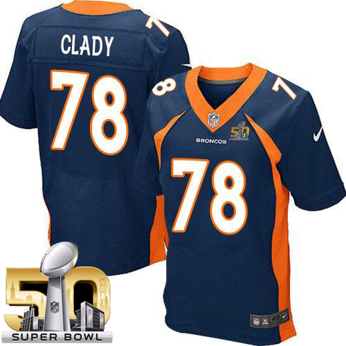 Nike Broncos #78 Ryan Clady Navy Blue Alternate Super Bowl 50 Men's Stitched NFL New Elite Jersey