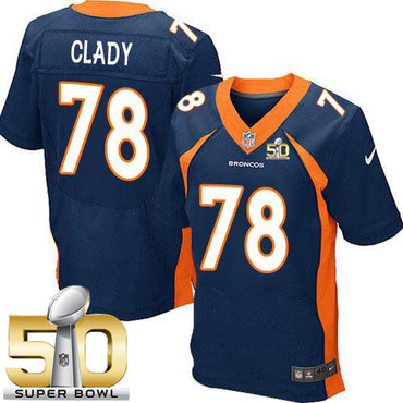 Nike Broncos #78 Ryan Clady Navy Blue Alternate Super Bowl 50 Men's Stitched NFL New Elite Jersey