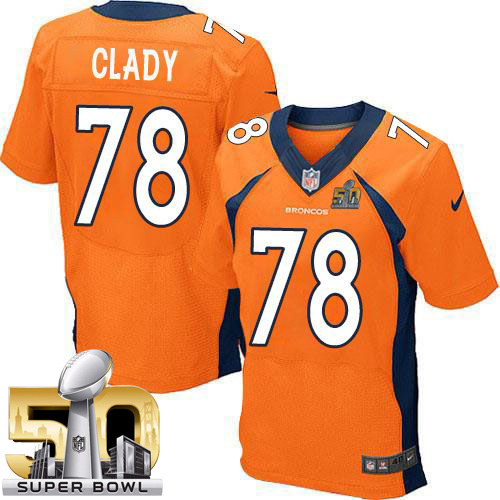 Nike Broncos #78 Ryan Clady Orange Team Color Super Bowl 50 Men's Stitched NFL New Elite Jersey