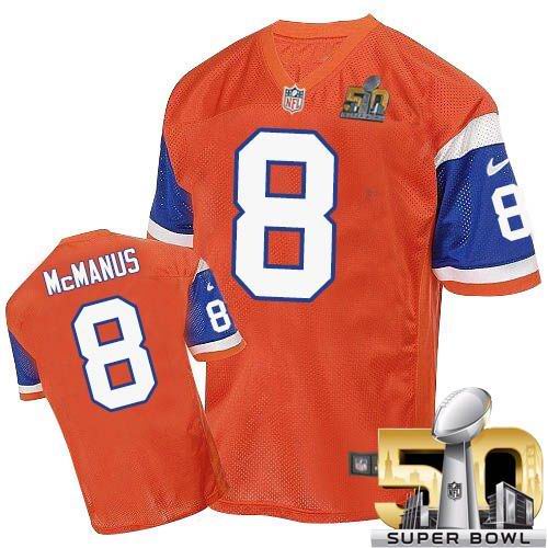 Nike Broncos #8 Brandon McManus Orange Throwback Super Bowl 50 Men's Stitched NFL Elite Jersey Nike Broncos #8 Brandon McManus Orange Throwback Super Bowl 50 Men's Stitched NFL Elite Jersey