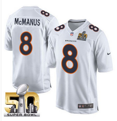 Nike Broncos #8 Brandon McManus White Super Bowl 50 Men's Stitched NFL Game Event Jersey