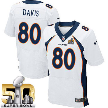 Nike Broncos #80 Vernon Davis White Super Bowl 50 Men's Stitched NFL New Elite Jersey