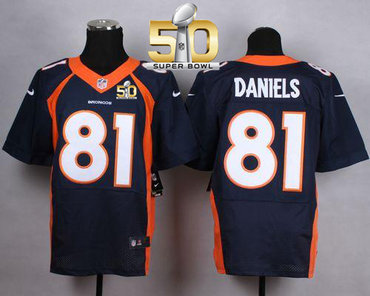 Nike Broncos #81 Owen Daniels Navy Blue Alternate Super Bowl 50 Men's Stitched NFL New Elite Jersey