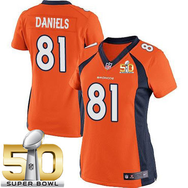 Nike Broncos #81 Owen Daniels Orange Team Color Super Bowl 50 Women's Stitched NFL New Elite Jersey